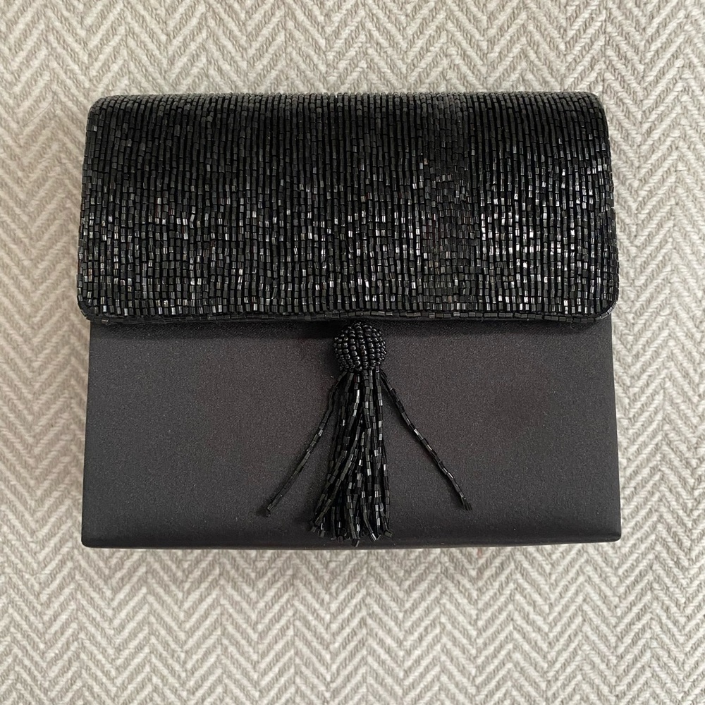 Vintage Beauty! Vanessa Sophisticated Black Beaded Evening Clutch